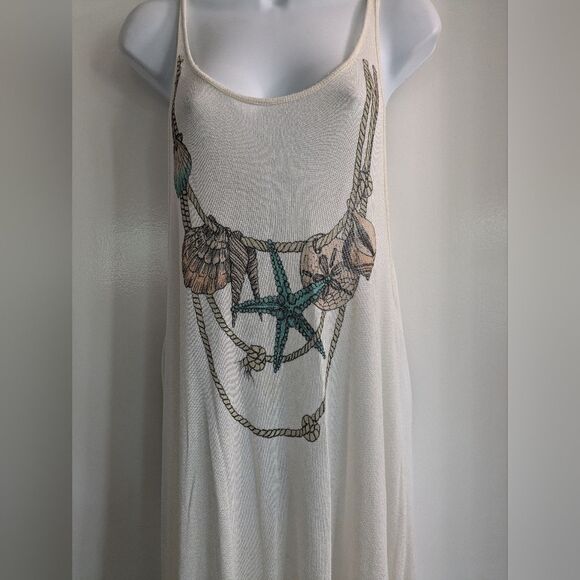 Wildfox Swing Dress Bohemian Sleeveless Scoop Neck Women's Ivory Size M Pockets - Picture 3 of 5